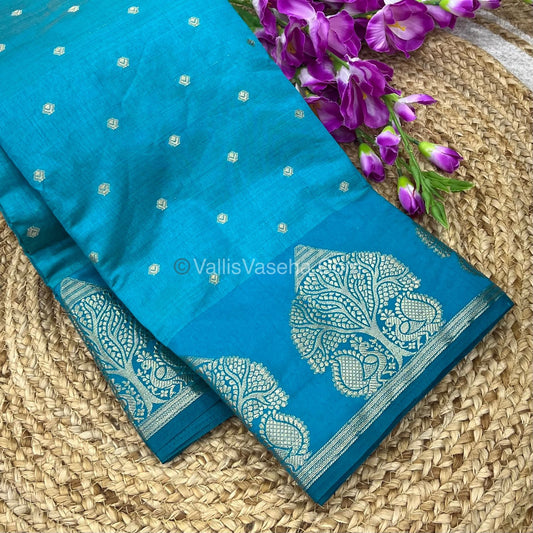 Semi Tussar Silk Saree - Sky Blue shade - VVSTS036