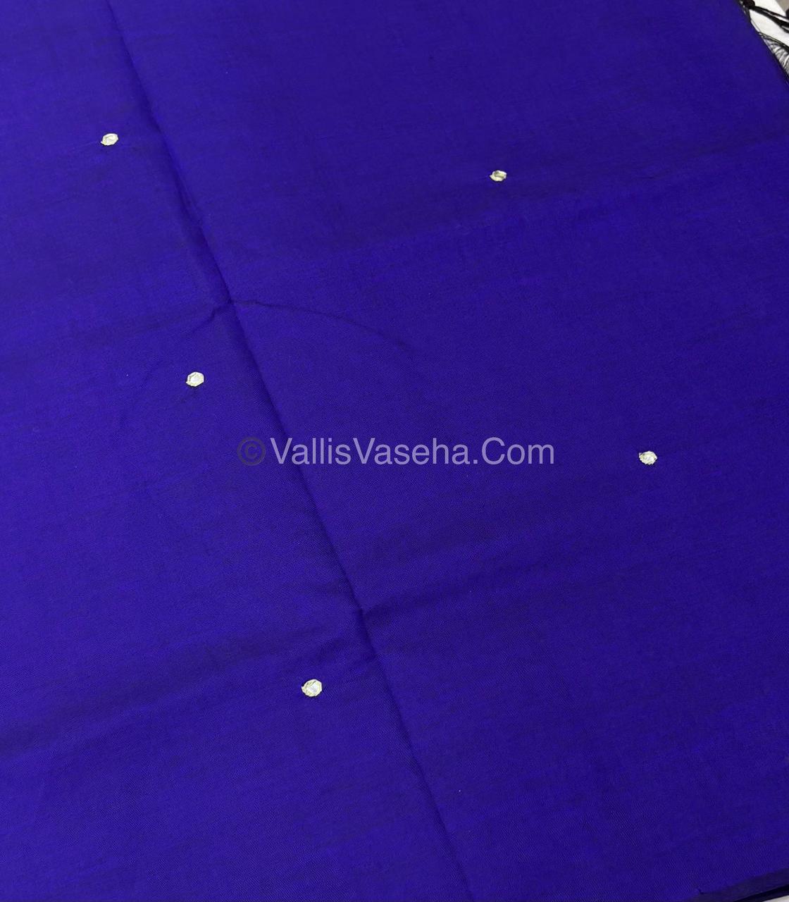 Poly Silk Mixed Cotton - Mirror Work Embroidery - Violetish Blue with Green - VVPCM001