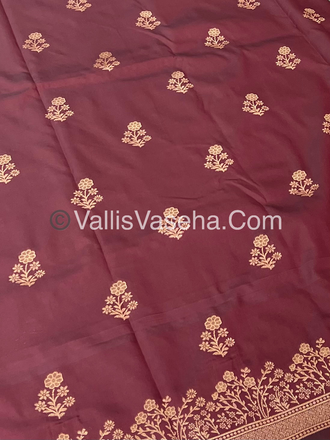 Semi Soft Silk with Border - Maroon Shade -VVSSS013
