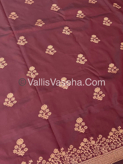 Semi Soft Silk with Border - Maroon Shade -VVSSS013