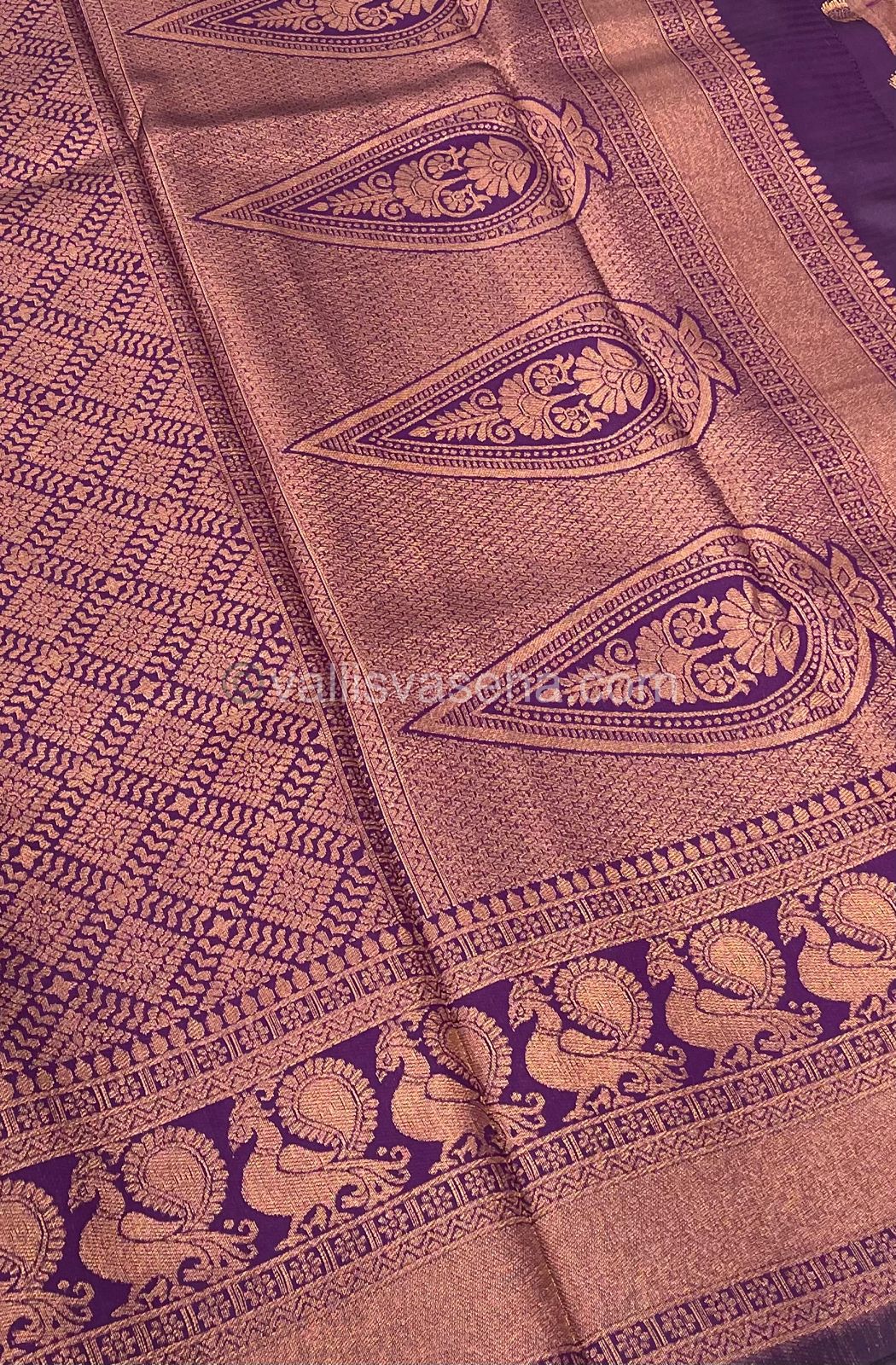 Semi Silk Saree - Kanchi Semi Silk Style - Peacock Border - VVSSS006