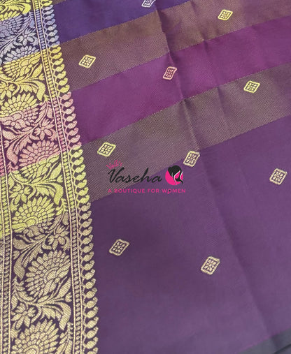 Semi Soft Silk  - Madras Checks Pattern - Brown Shade  - VVSSS042