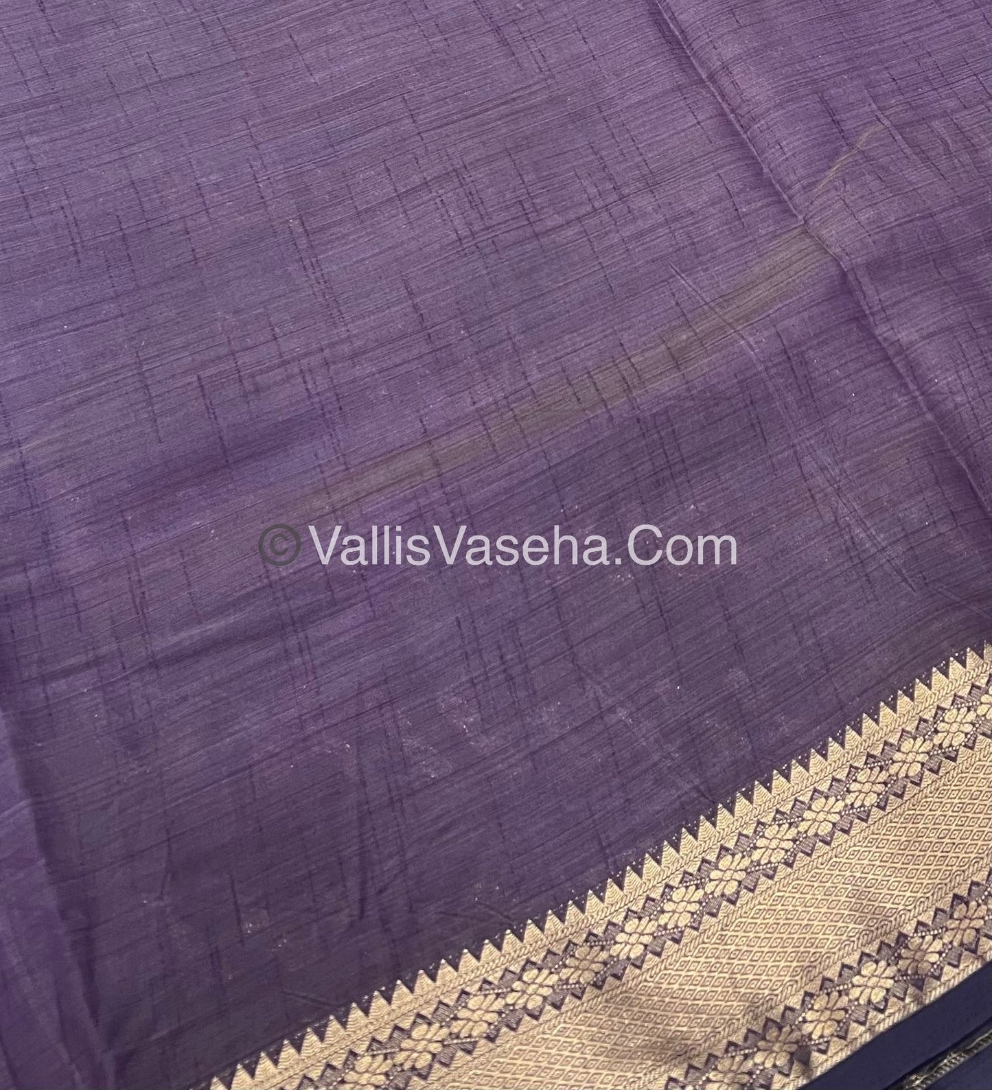 Semi Tussar Silk - Grand Pallu  - Dark Purple Shade - VVSTS017