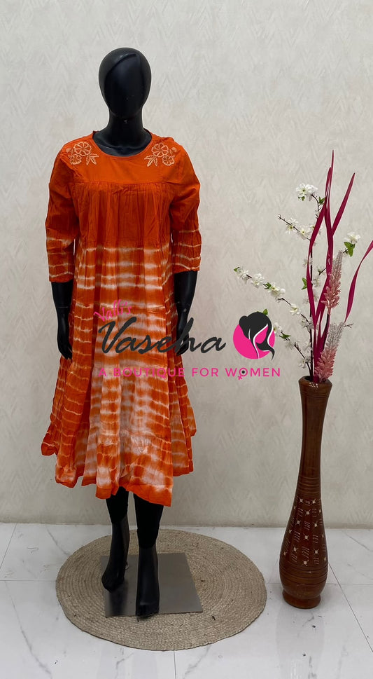 Ready Made - Jaipur Cotton - Shibori Design -  Maxi / Frock Style - VVRM002