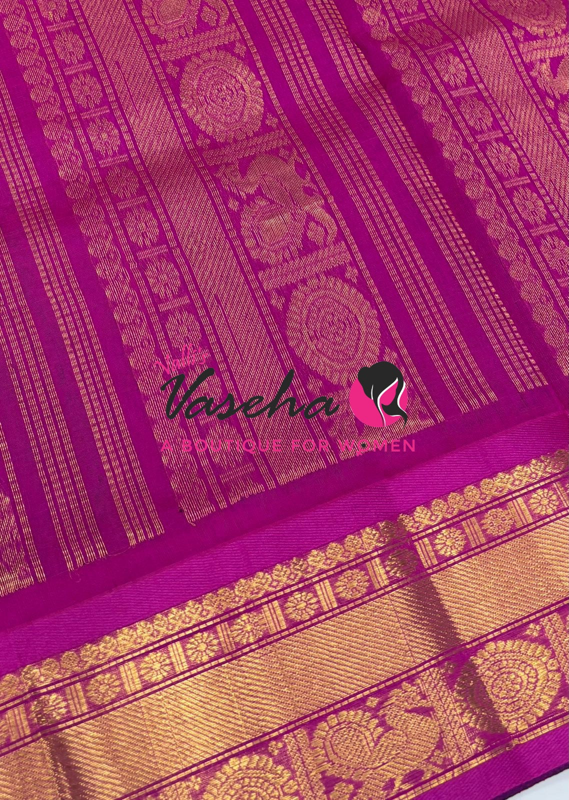 Pure Silk Cotton Saree - Mayil & Chakkaram Design - Blue With Pink Shade - VVMC001