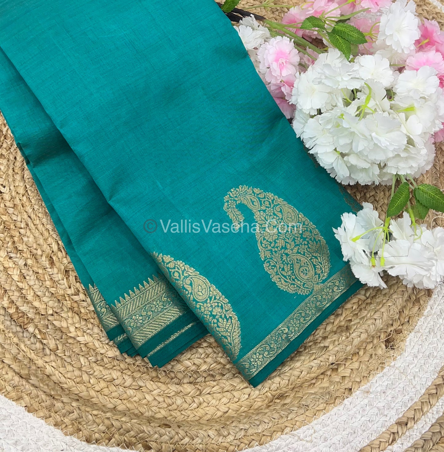 Semi Tussar Silk - Small Mango - Blue Shade - VVSTS002