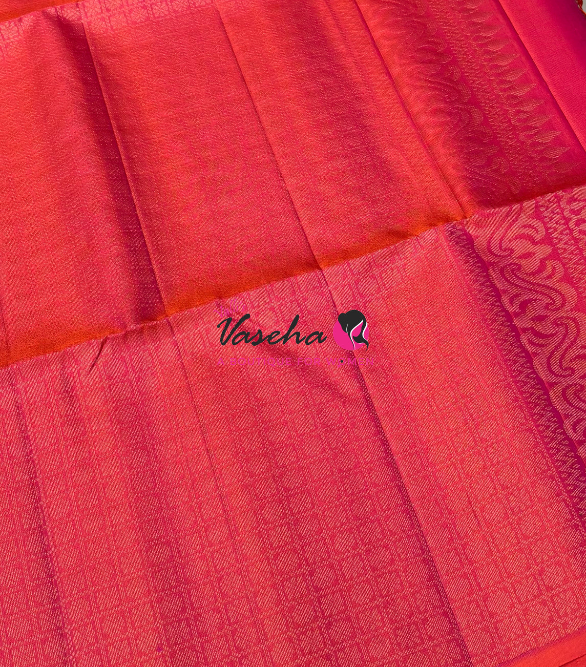 Pure Soft Silk Saree  - Peachish Pink Shade - VVPSS133
