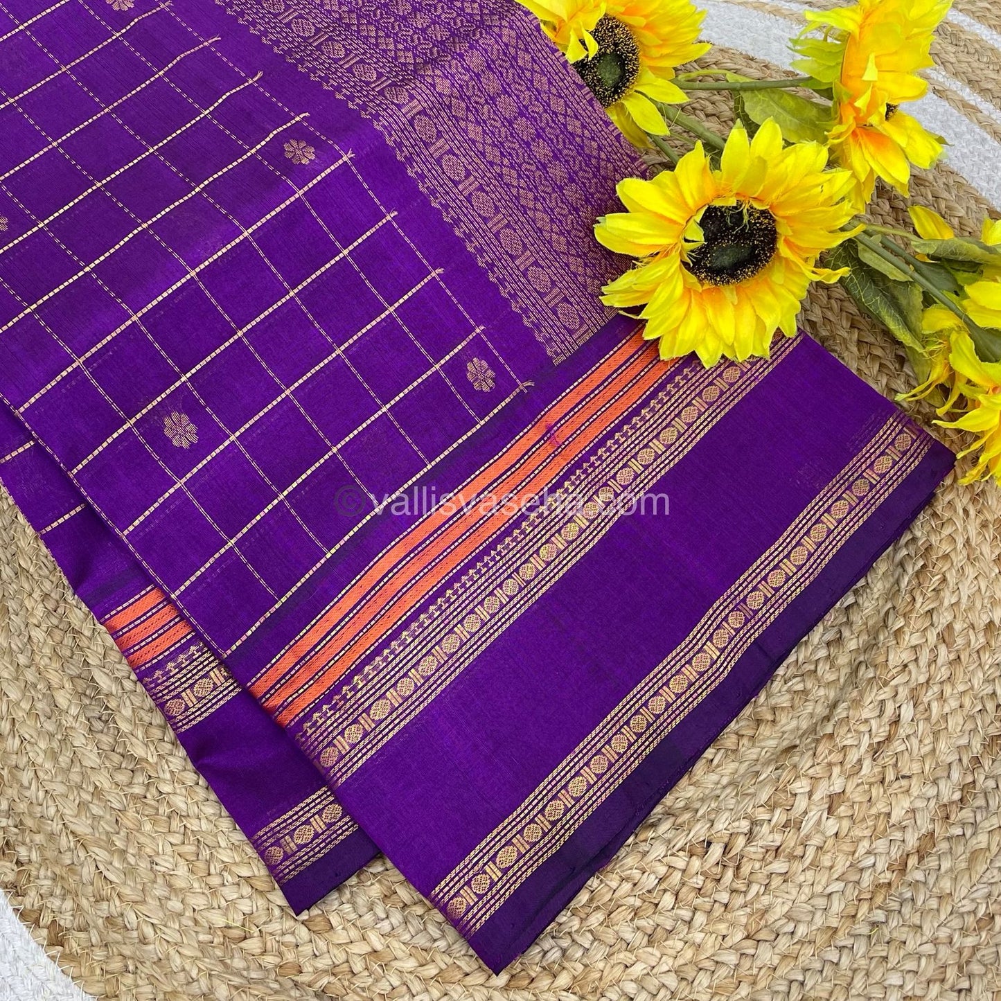 Pure Silk Cotton Saree - Retta Petta Border - Purple Shade - VVPSC001