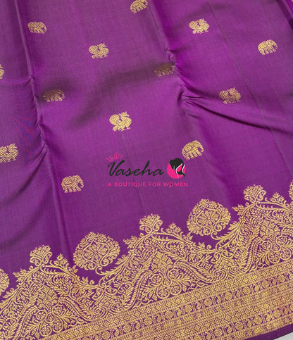 Pure Kanchipuram Silk Saree - Purple - VVPS084
