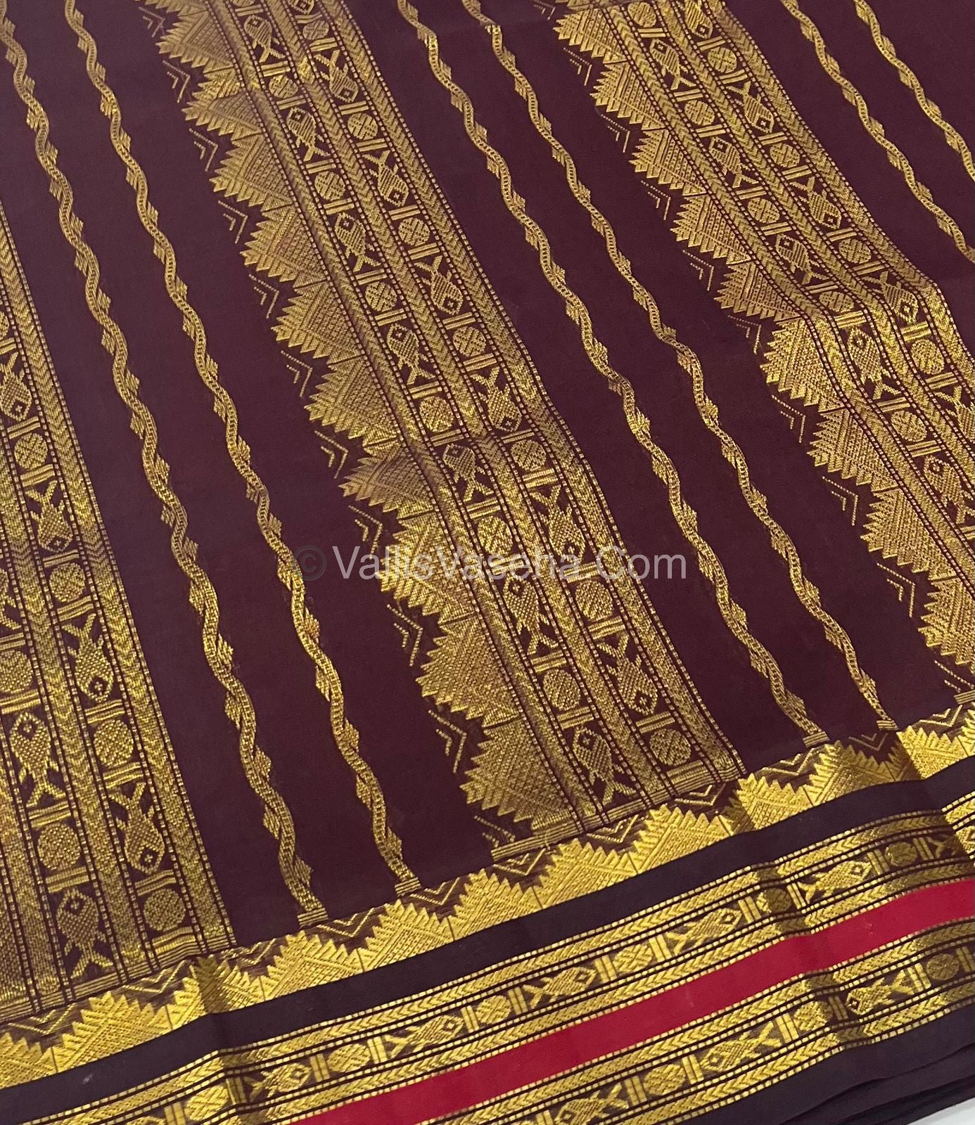 Pure Korvai Silk Cotton - Violet with Brown - VVKSC025