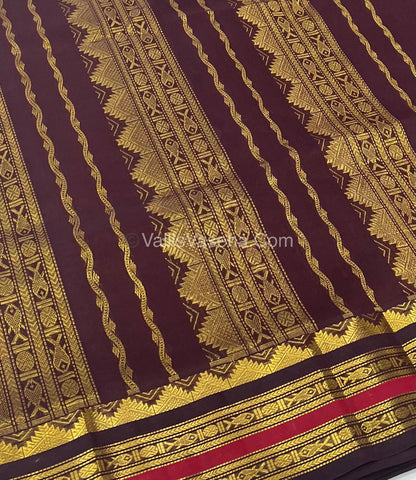 Pure Korvai Silk Cotton - Violet with Brown - VVKSC025