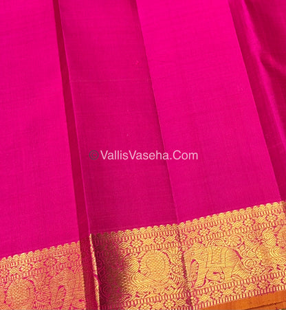 Pure Kanchipuram Silk Saree - Mandhulir Green With Pink Shade  - VVPS022