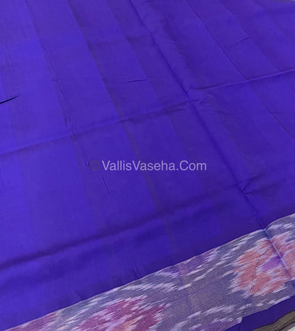 Semi Silk Cotton Saree - Mehndi Green & Blue Combo - VVSSC001