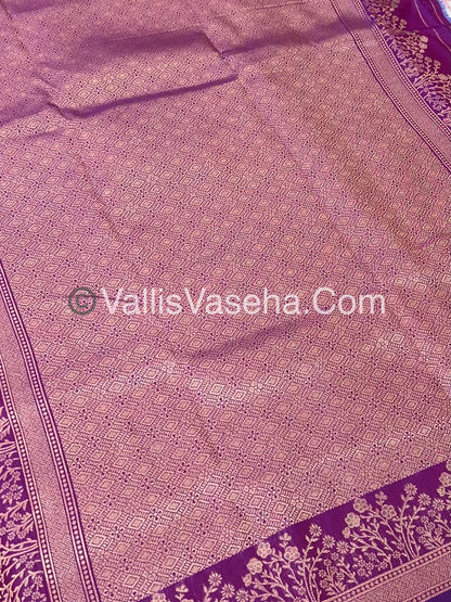 Semi Soft Silk with Border - Purplish Pink Shade  -VVSSS013