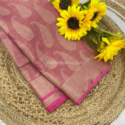 Semi Tussar Silk - Peachish pink Shade - VVSTS001
