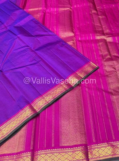 Pure Kanchipuram Silk Saree - Purple & Pink Combo - VVPS016