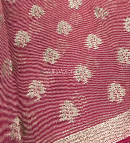 Semi Tussar Silk Saree - Dark pink Shade - VVSTS009