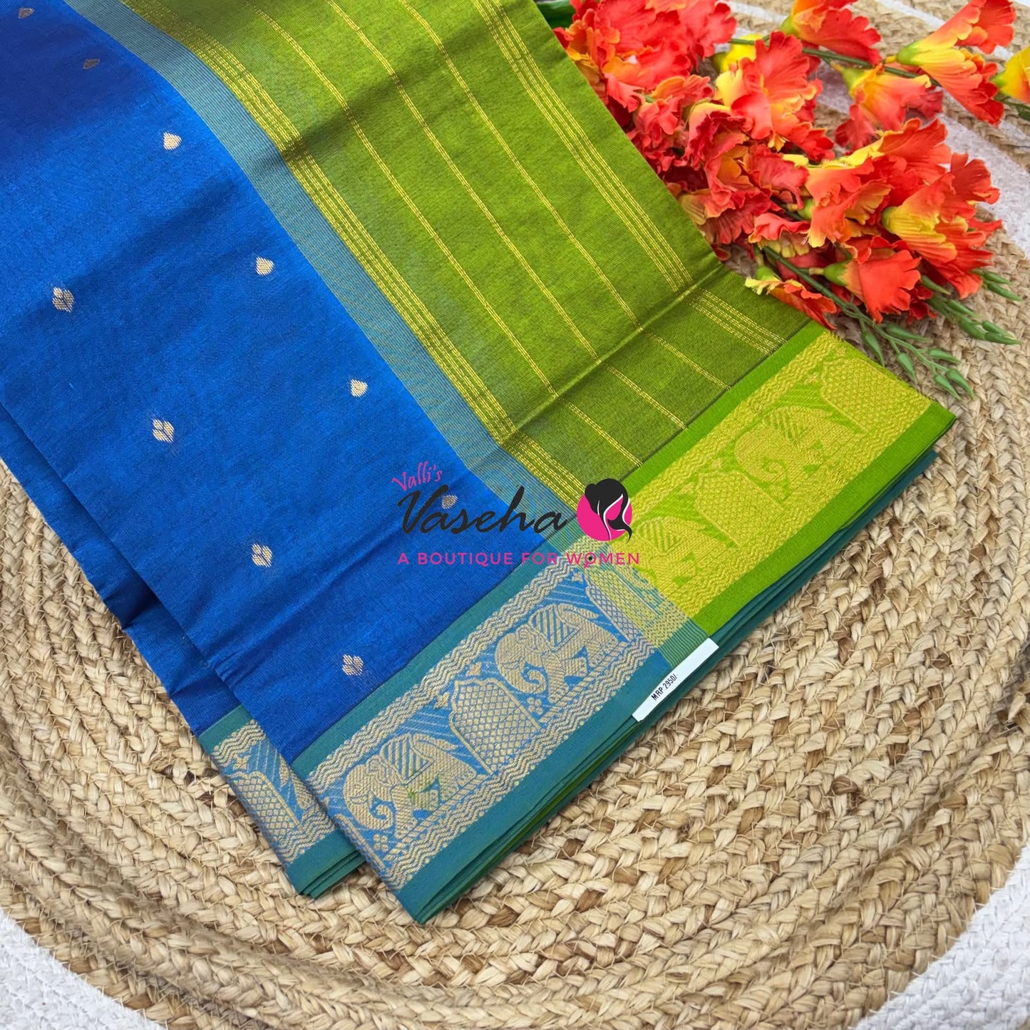 Semi Silk Cotton Saree | Small Leaf Butta Design |VVSSC010