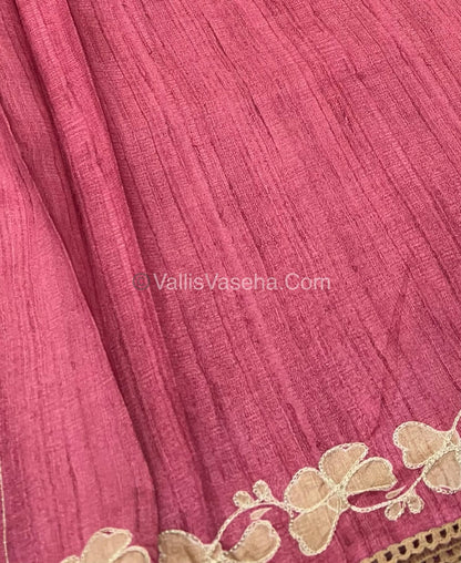 Semi Raw Silk with embroidery work - VVSRS001