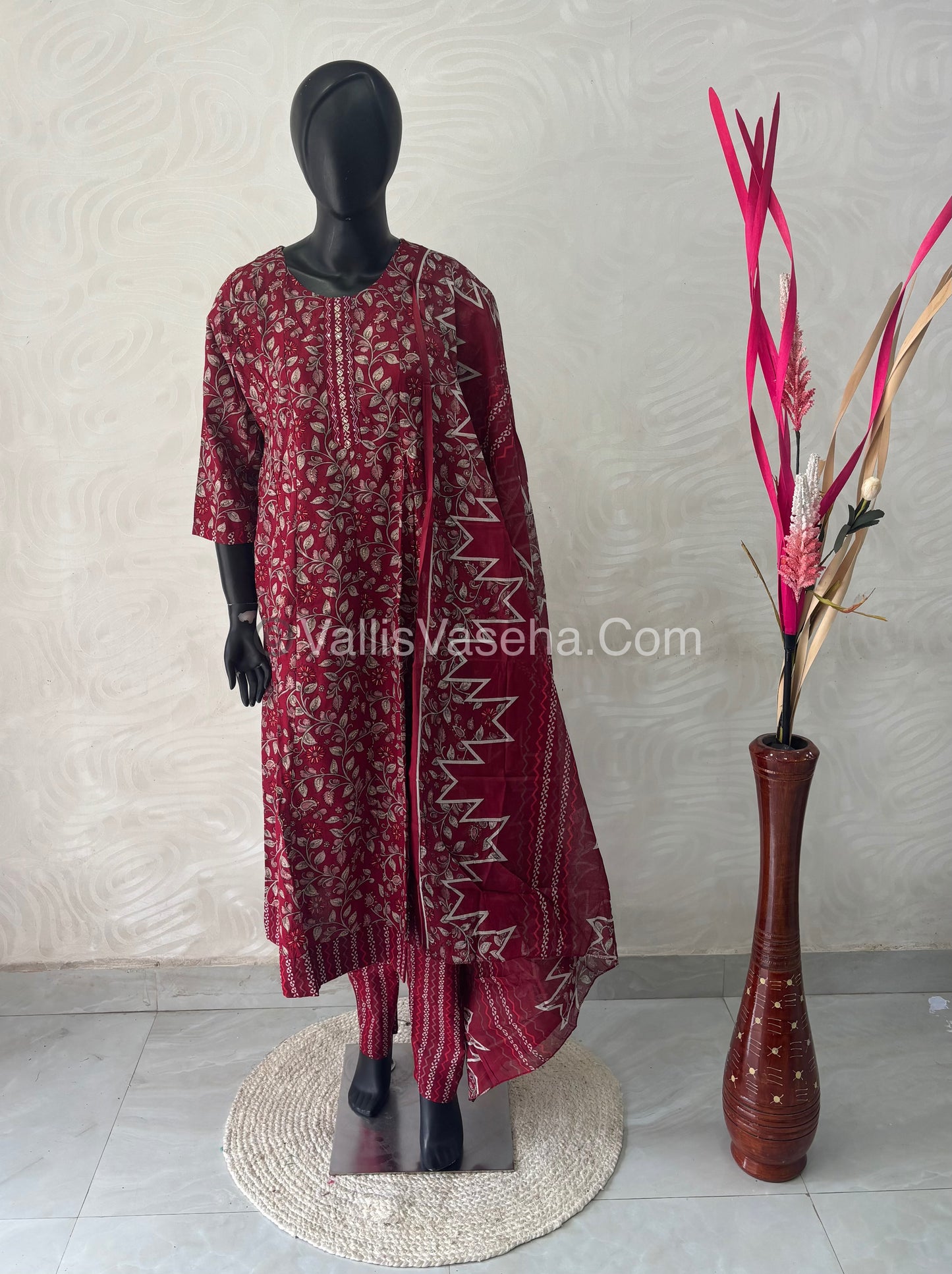 Ready Made - Anarkali - Salwar, Kameez & Duppatta(3pc)- Printed Cotton - VVAS006