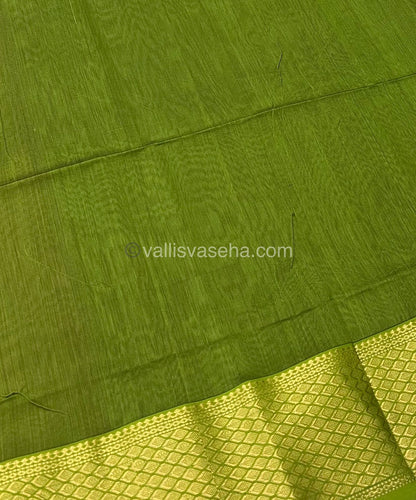 Pure Maheshwari Silk Cotton Saree -  brown & Green Color - VVMSC003