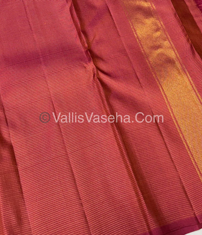 Pure Vintage Kanchipuram Silk Saree  - Raising Design - Peachish Pink Shade VVPS019