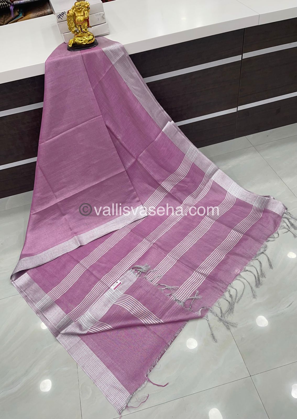 Tissue Linen Saree - Baby Pink Shade - VVTLS001