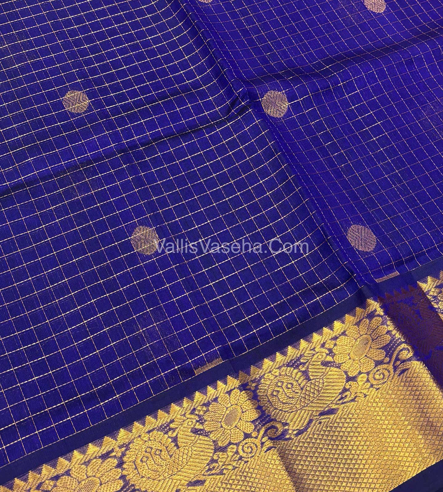 Pure Korvai Silk Cotton - Checks Pattern - Blue Shade  - VVKSC031