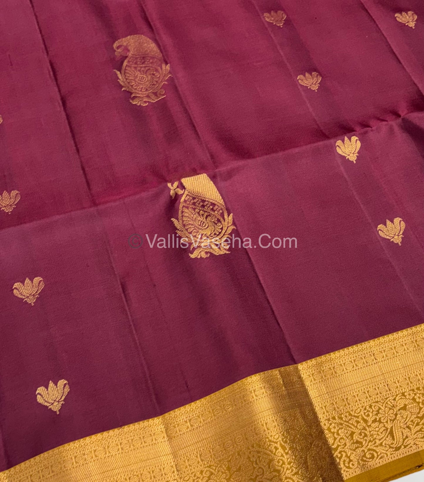Pure Soft Silk Saree - Kanchi Border - Maroon & Yellow Combo - VVPSS046