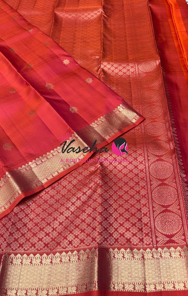 Pure Kanchipuram Silk Saree - Orange  Shade  - VVPS022