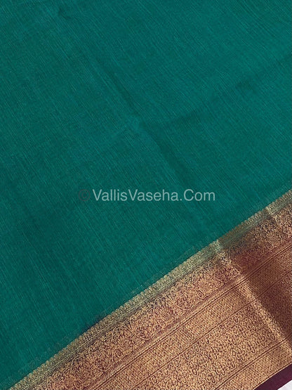 Bamboo Silk Saree - Ramar Green with Wine Shade - VVBSS008