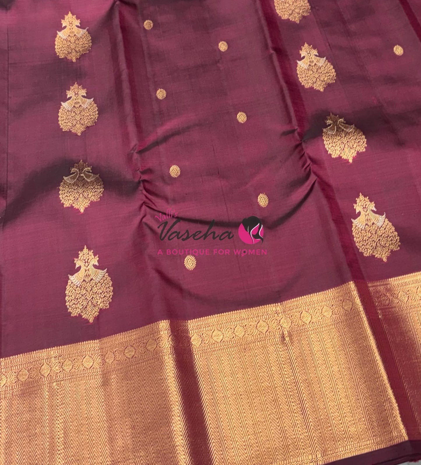 Pure Kanchipuram Silk Saree - Maroon Shade - VVPS045