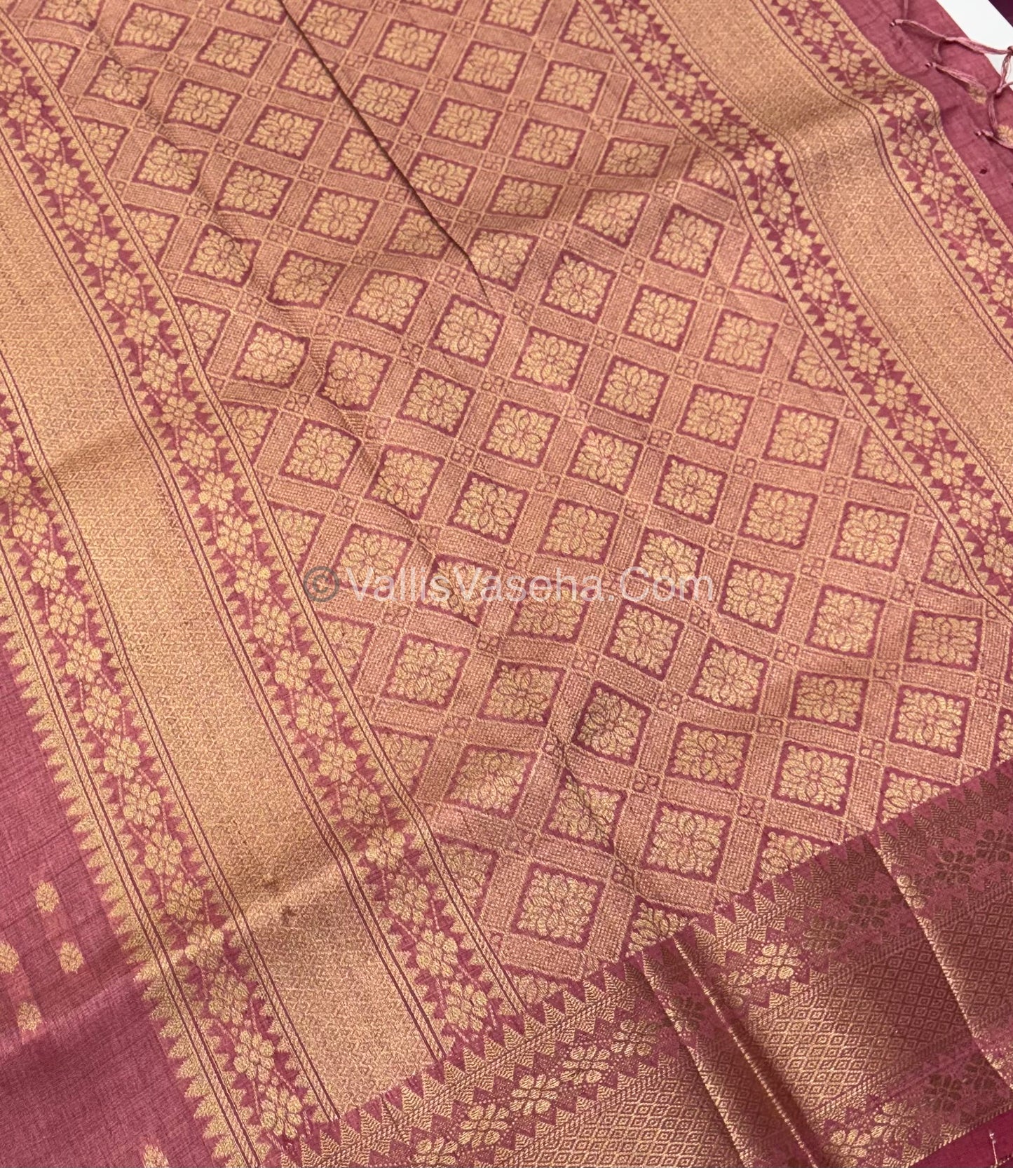 Semi Tussar Silk - Grand Pallu Onion, Pink Shade - VVSTS017