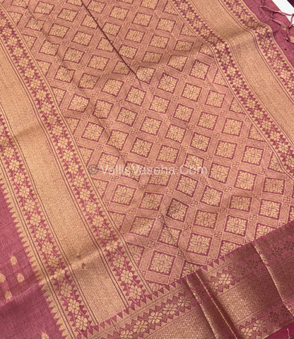 Semi Tussar Silk - Grand Pallu Onion, Pink Shade - VVSTS017