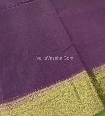 Bamboo Silk Saree - Violet With Green Shade - VVBSS006