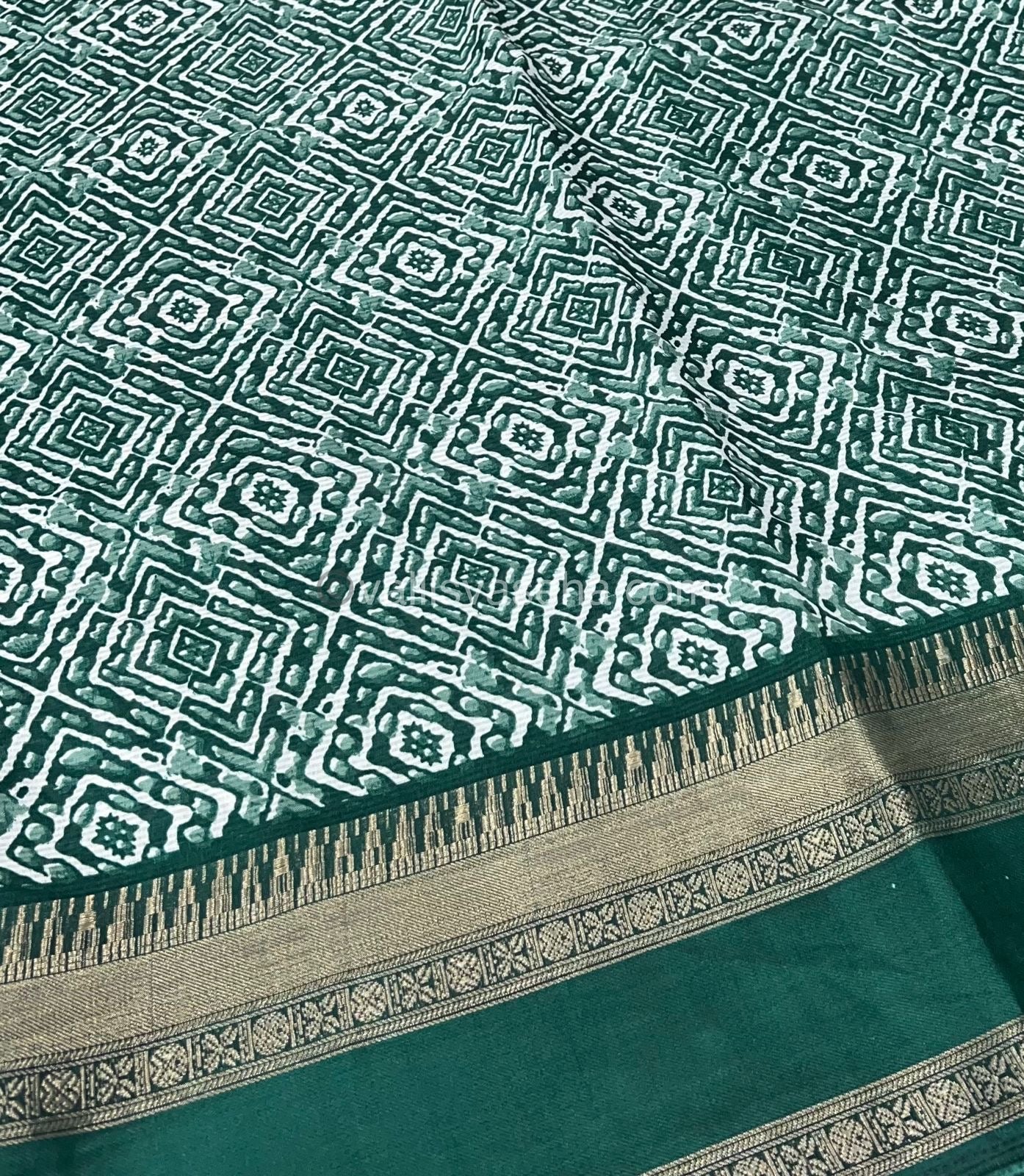 Casual Wear Saree - Fancy Mixed Cotton - Green Shade - VVFMC002