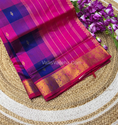 Pure Silk Cotton Saree - Pazhum Pazhamum Checks Design - VVPPSC02