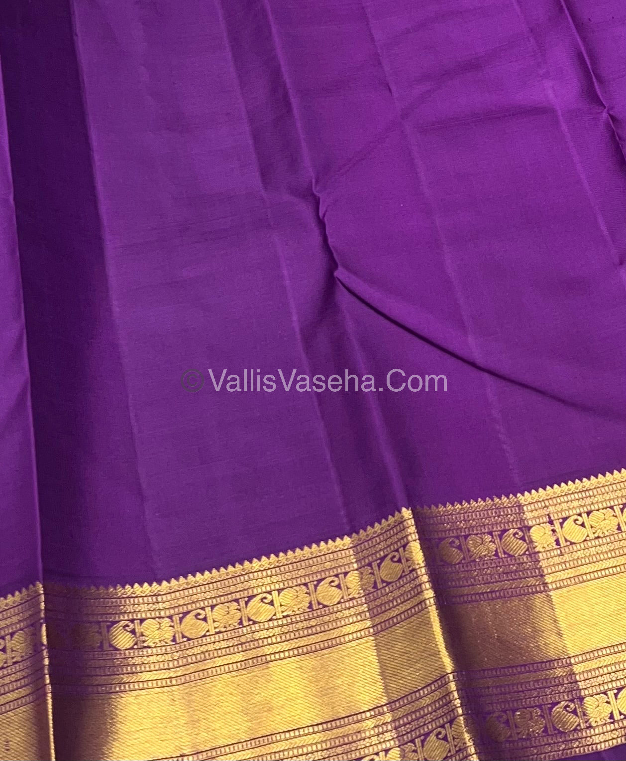 Pure Kanchipuram Silk Saree - Greyish Green & Purple Shade - VVPS014