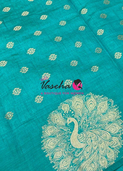 Semi Tussar Silk Saree | Blue Shade |VVSTS056