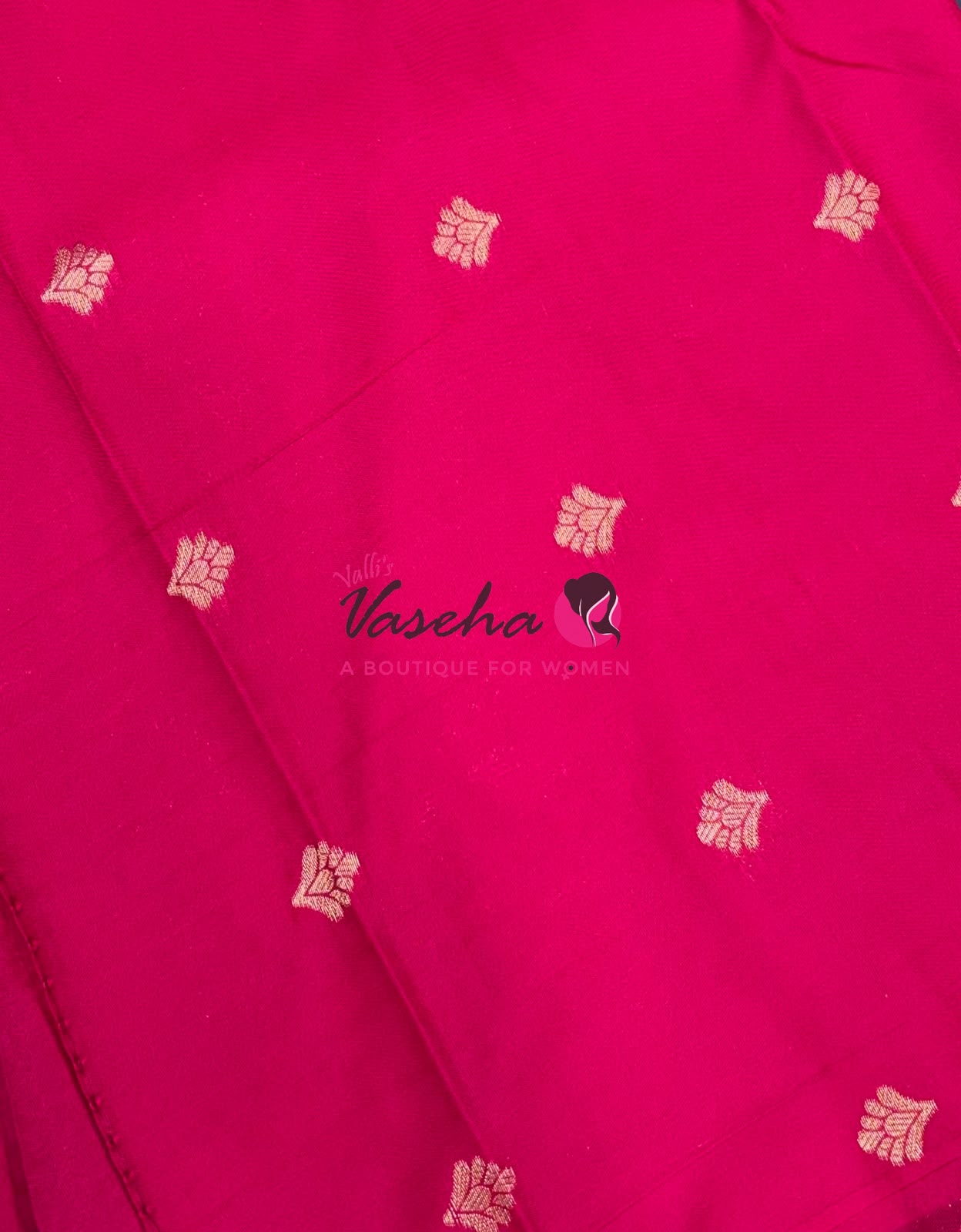 Semi Soft Silk - Greyish Blue With Pink - VVSSS036