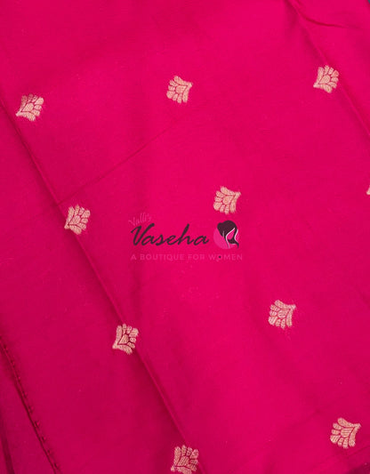 Semi Soft Silk - Greyish Blue With Pink - VVSSS036