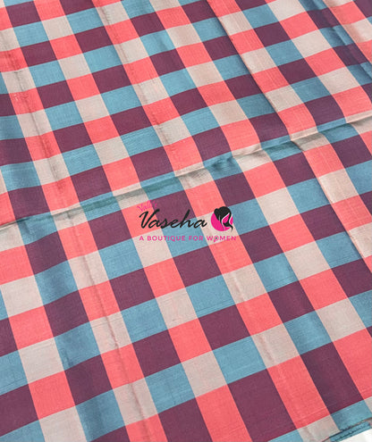 Pure Soft Silk Saree  - Small Pazhum Pazhamum Checks - VVPSS159