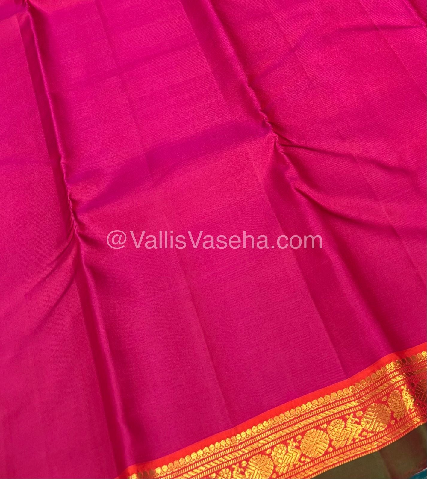 Pure Kanchipuram Silk Saree - Pink & Orange Combo - VVPS016