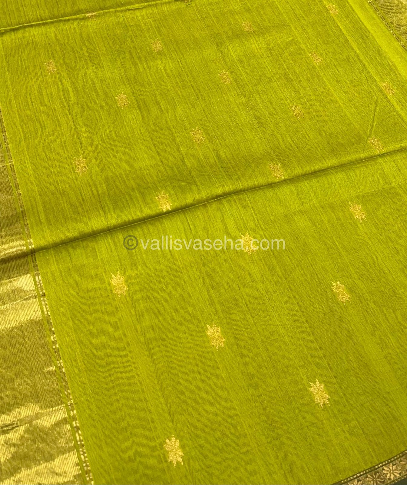 Pure Maheshwari Silk Cotton Saree - Violet & Lemon Green Color - VVMSC002