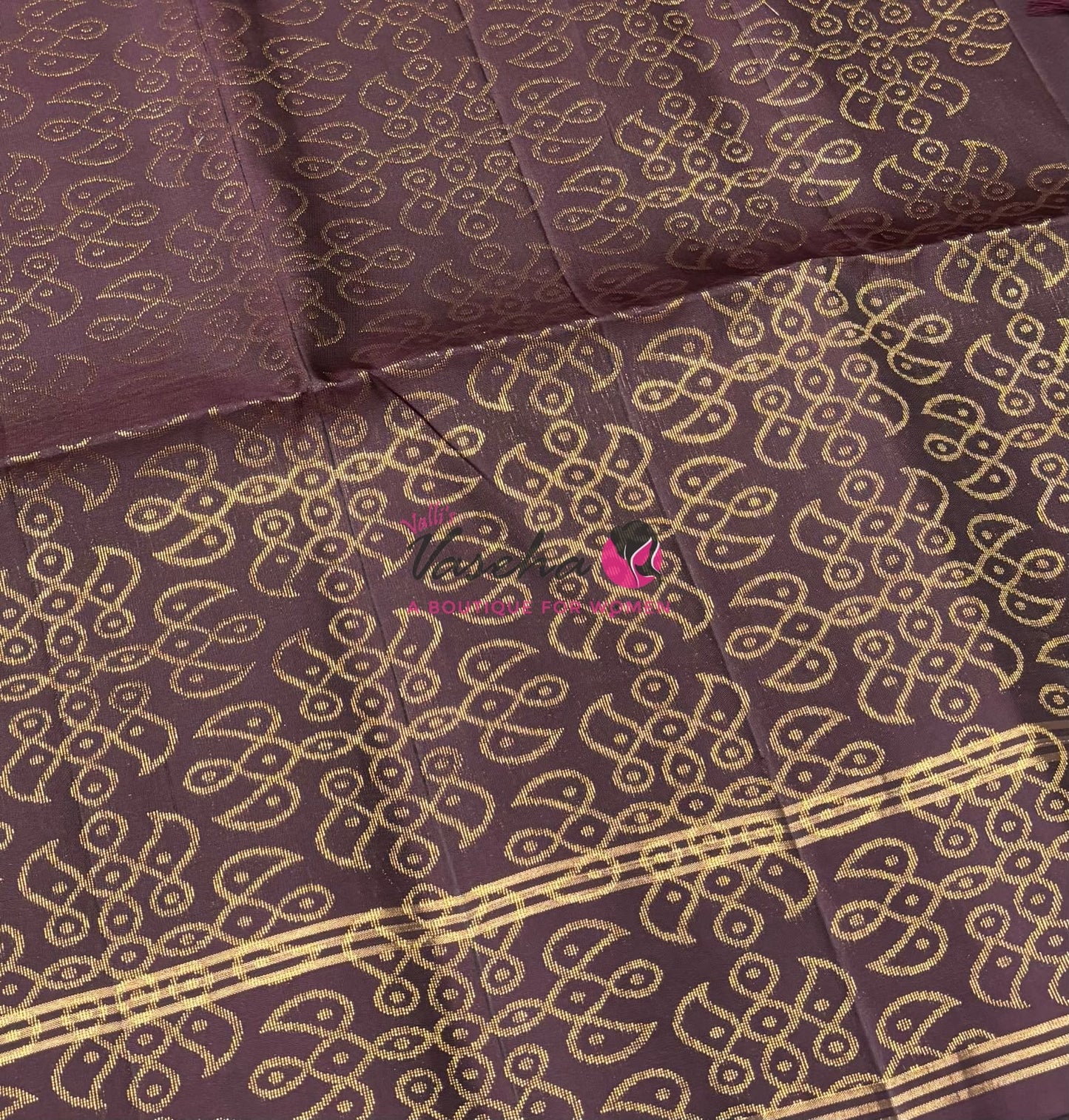 Pure Soft Silk Saree - (1.75 Warp) Kolam Design - Shade Of Lemon Green & Brown Shade - VVPSS074