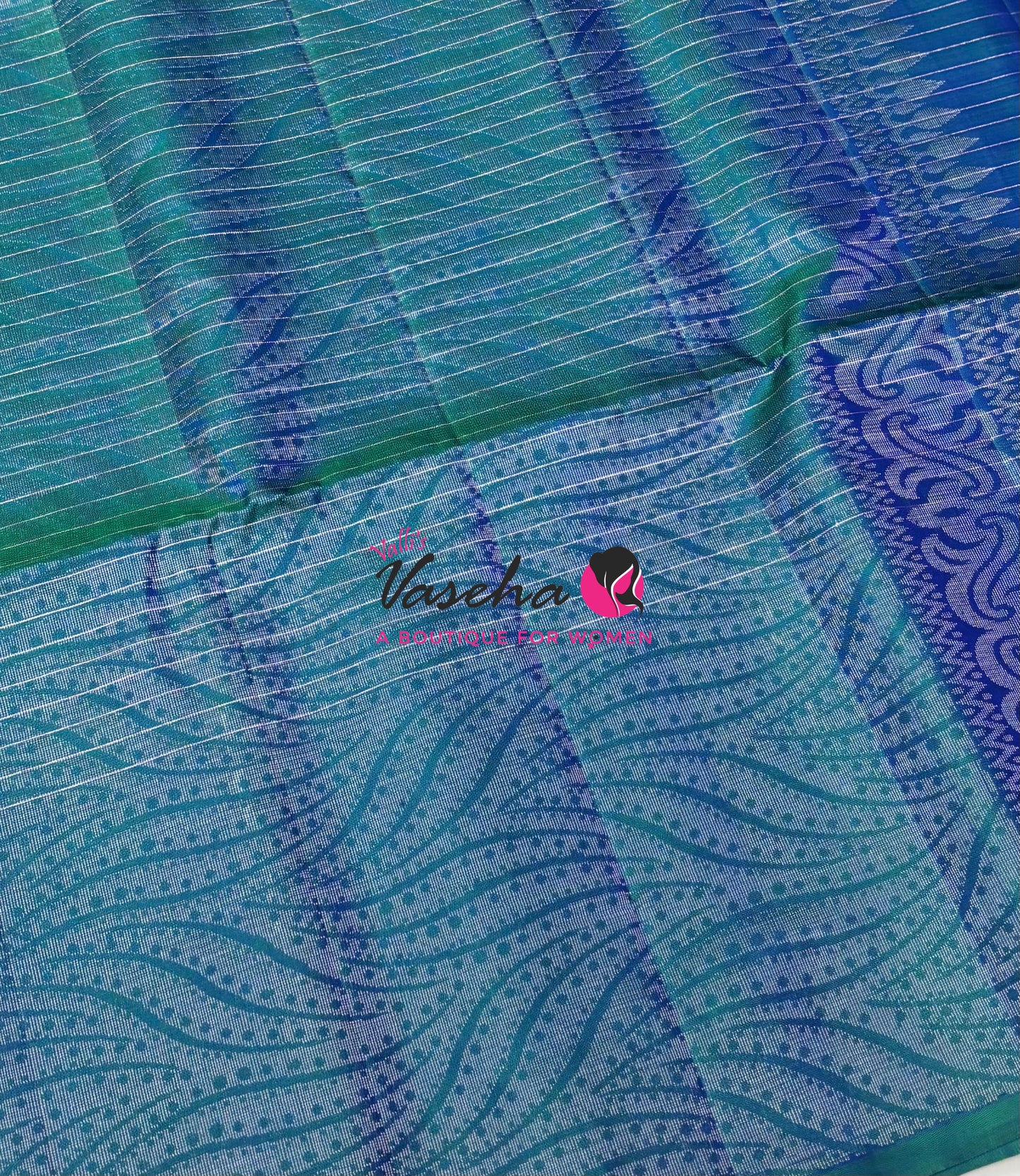 Pure Soft Silk Saree  - Peacock Blue Shade - VVPSS115