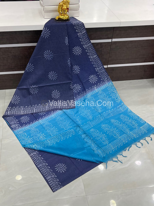 Bhagalpuri Silk | Dark Blue with Light Blue Shade |VVBS009