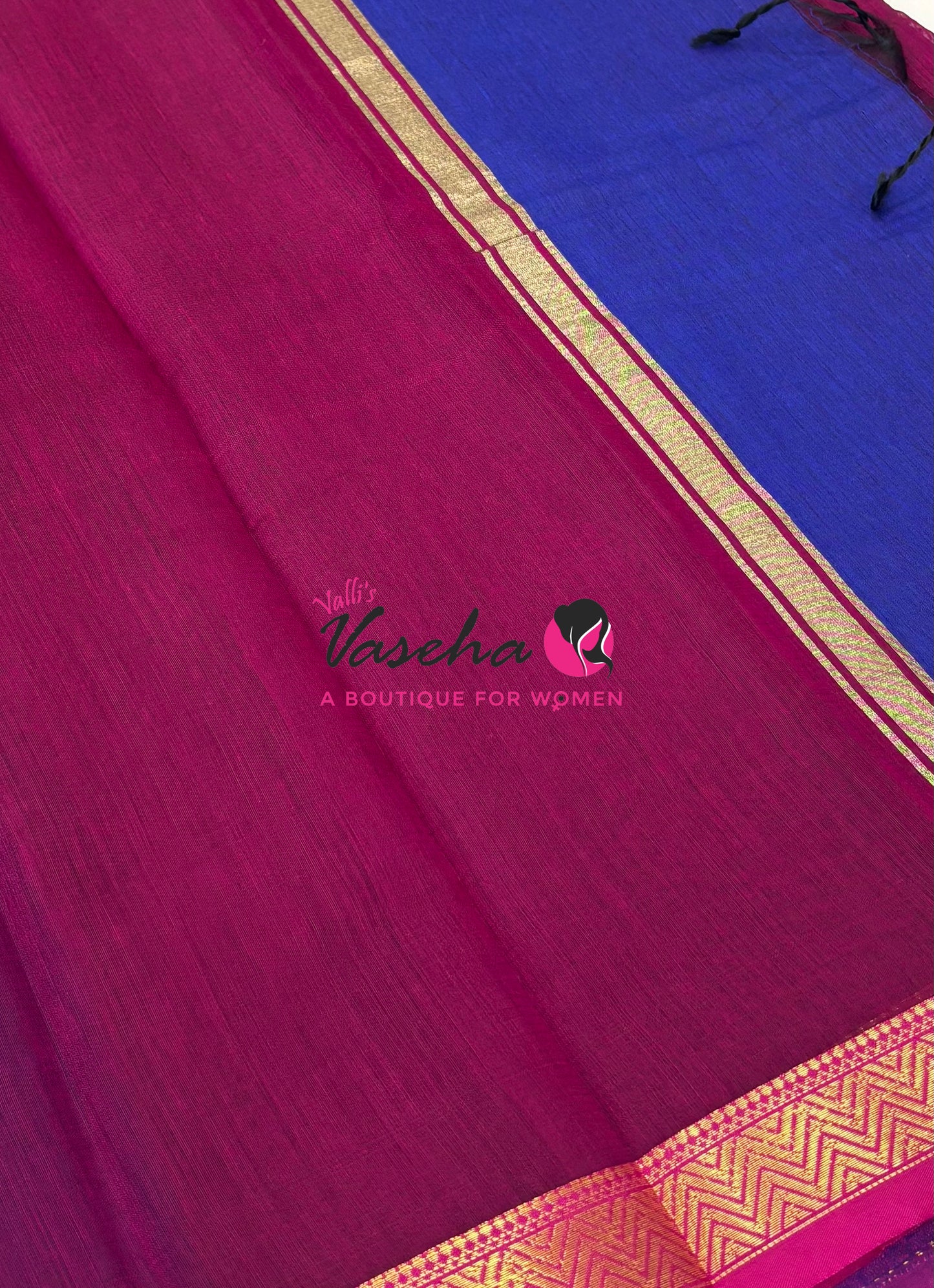 Fancy Mixed Cotton - Blue With Pink Shade - VVFMC005
