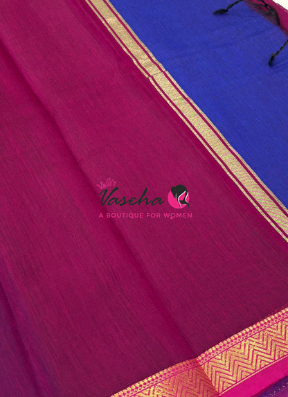 Fancy Mixed Cotton - Blue With Pink Shade - VVFMC005
