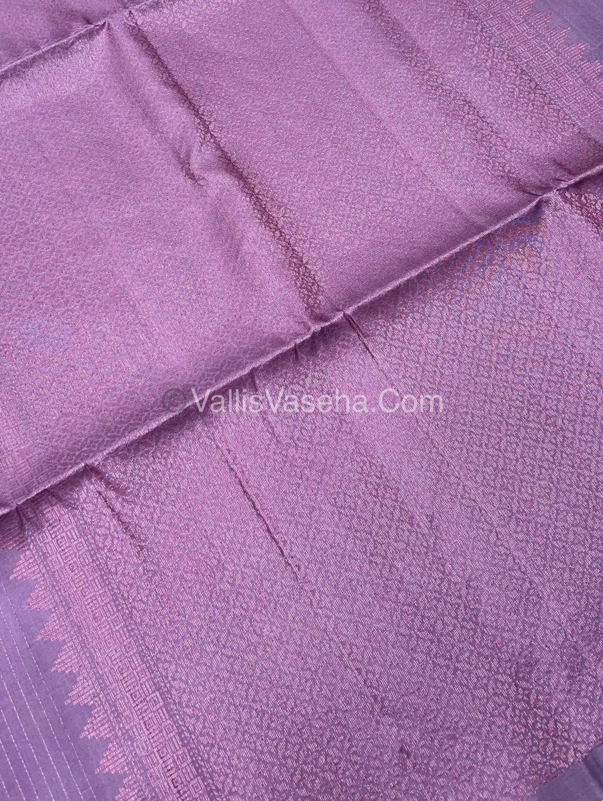 Pure Soft Silk Saree - Antique Zari - Border Less - Lavender - VVPSS037